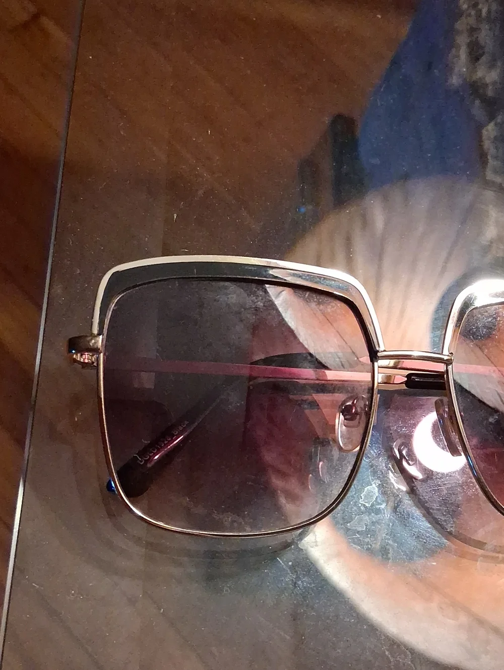 Gold Frame Women's Square Sunglasses with Gradient Brown Lenses